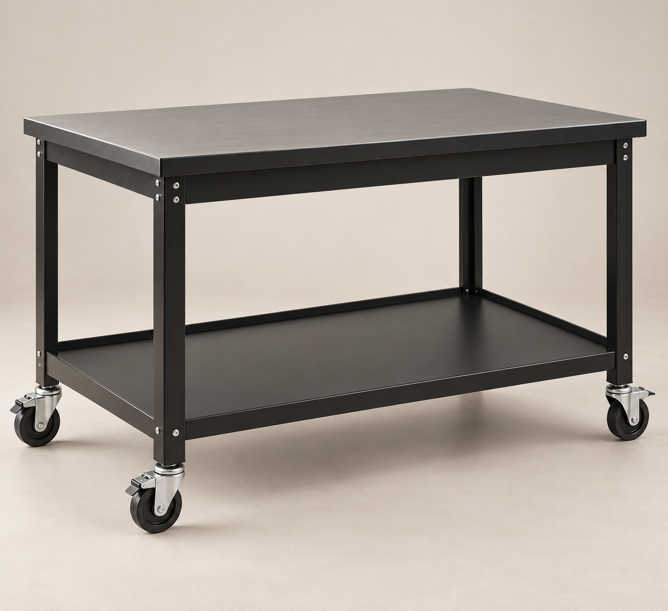 Locking-wheel oven table